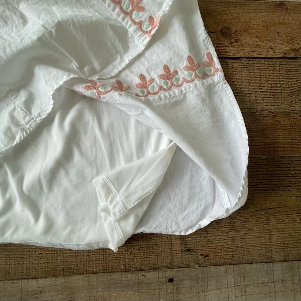 Embroidered Off the Shoulder Top by The Impeccable Pig White Pink Green SMALL - Picture 8 of 10